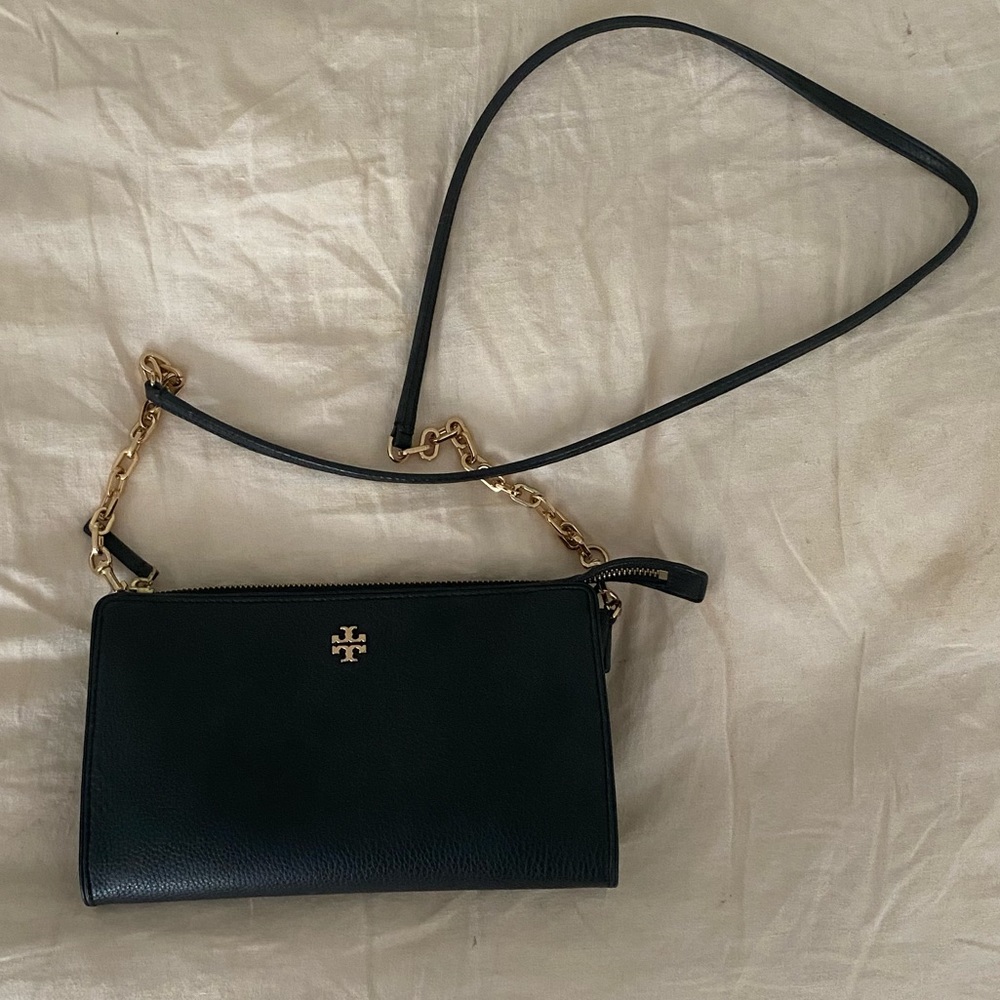 Tory Burch Black leather crossbody purse